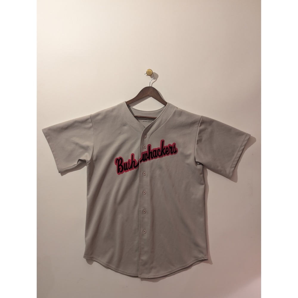 Unbranded Bushwhackers Baseball Jersey Men Large Grey Excellent Script 19 Sport